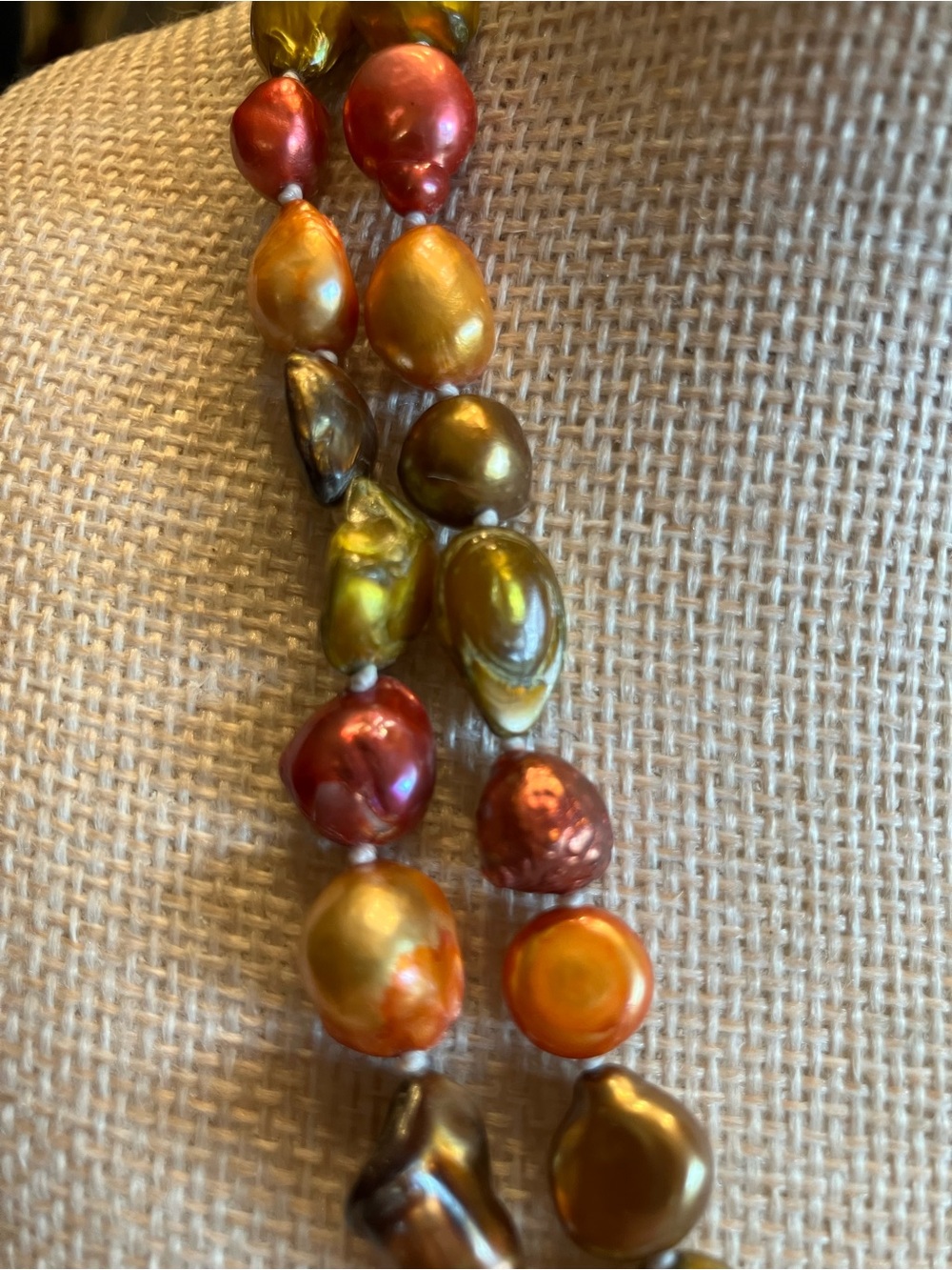 FRESH WATER PEARL NECKLACE IN MULTI-COLOR AUTUMN SHADES - Picture 13 of 13